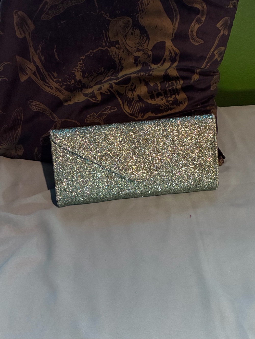 Tatyana Teal Sparkle Vintage Style Clutch W/ Matching Belt Waist :24.5”-44.5”